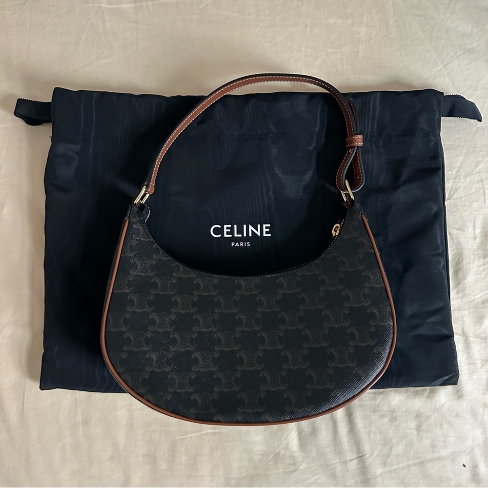 Celine Ava Bag in Triomphe Canvas and Calfskin Tan